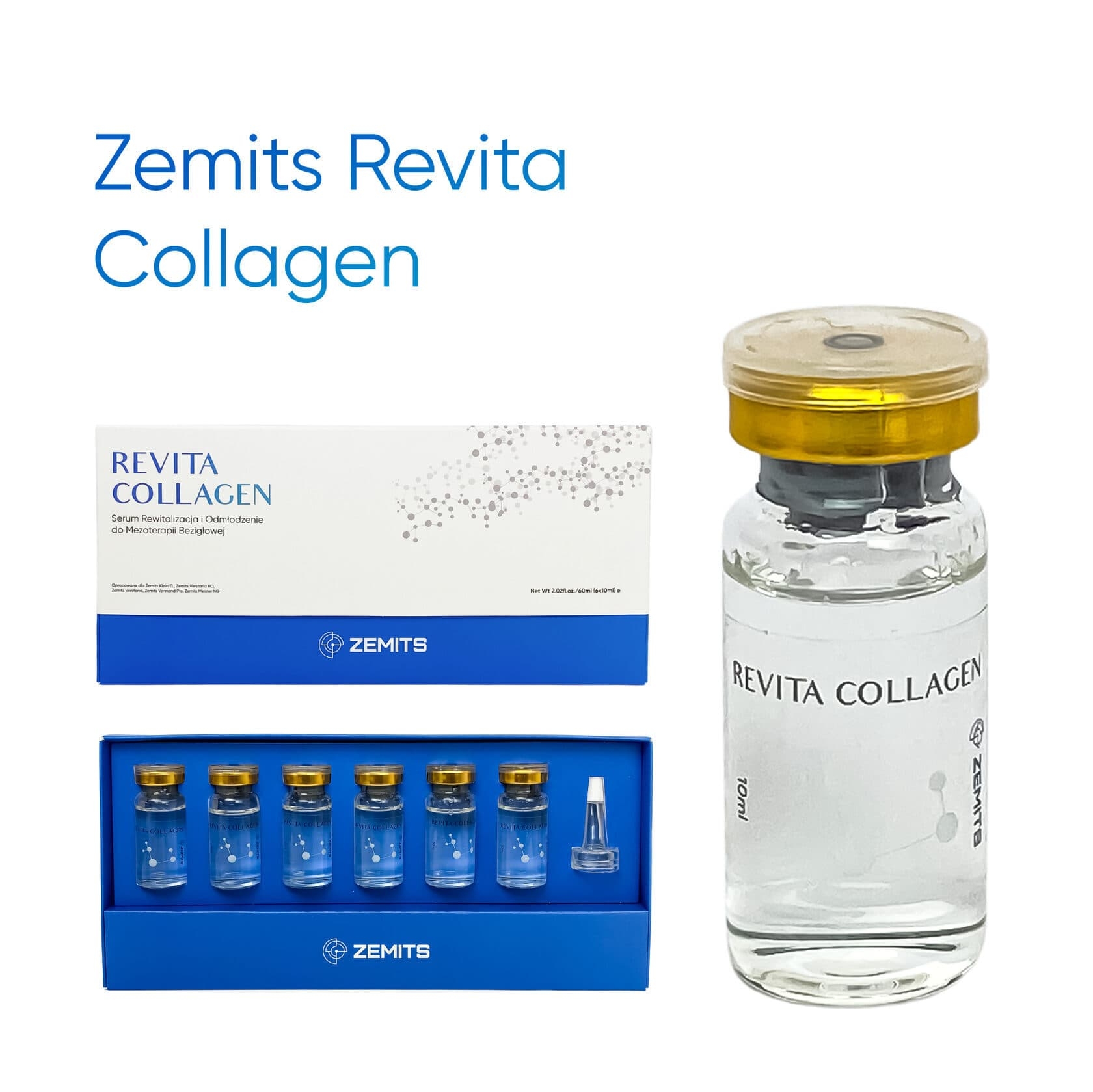 Serum kolagenowe do mezoterapii bezigłowej (elektroporacji) 6 ampułek po 10 ml Zemits RevitaCollagen
