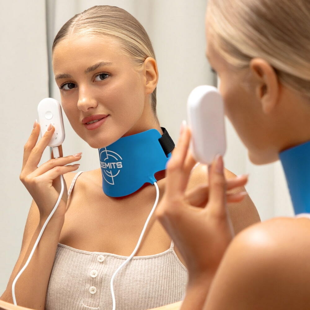 PERFEKCYJNA TERAPIA LED DLA OKOLICY SZYI: ŚWIATŁO CZERWONE, PODCZERWONE I NIEBIESKIE